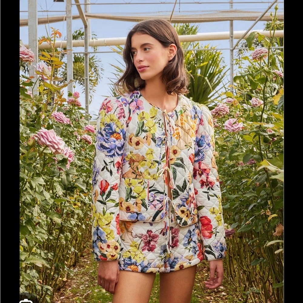 Farm Rio Greek Garden Quilted Jacket